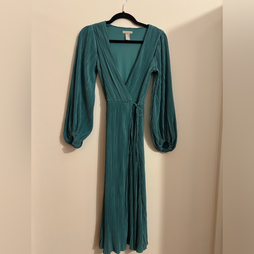 XS green wrap dress H&M